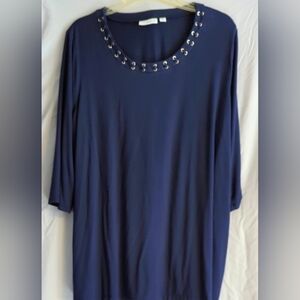 Susan Graver Navy Top with Metallic Accents